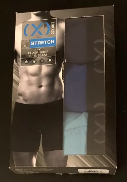 $55 2Xist Underwear Men's Blue Stretch Pima Cotton Underwear Boxer