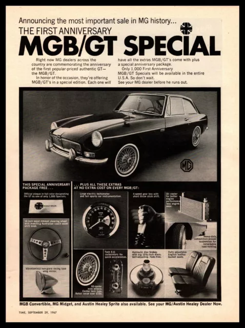 1967 MG MGB GT Special 1st Anniversary Edition Limited To 1000 Vintage Print Ad