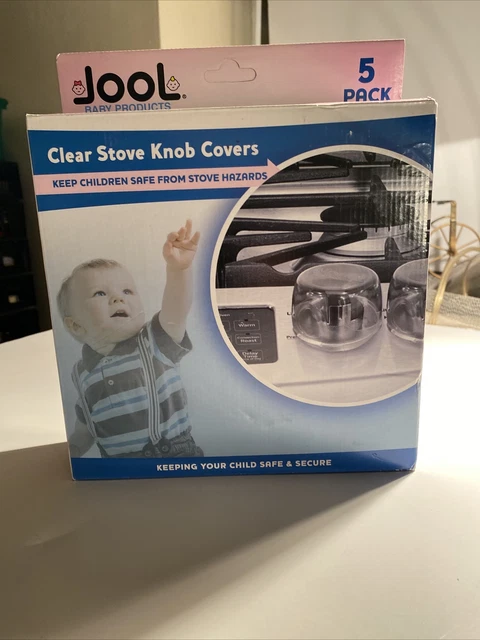 Clear Stove Knob Covers (5 Pack) Child Safety Guards Baby Proof by Jool Baby IL5