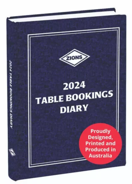 2024 Zions◉Table Bookings Diary◉Cafe Restaurant◉A4 30 x 21cm◉2 Pages Per Day TBD