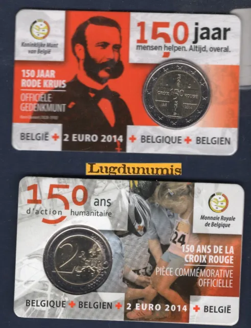 2 Euro Commemo Belgique 2014 BU 150 Ans Croix Rouge Belg Type 2 Coin Card BU FDC