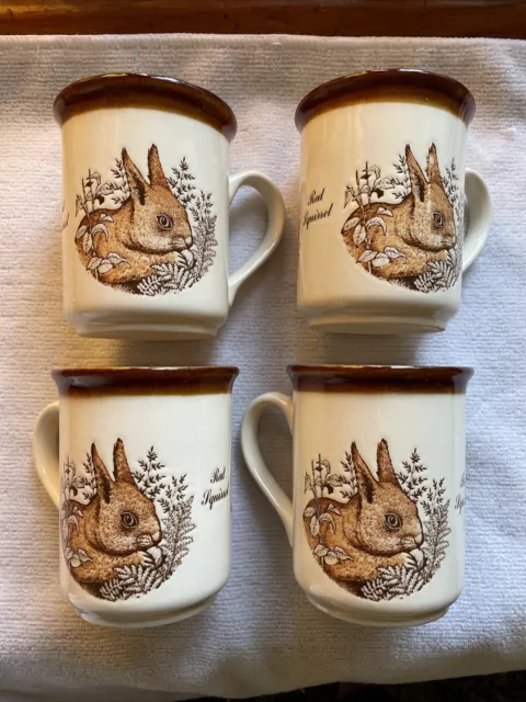 Biltons England Stoneware  Red Squirrel Mugs X4 Mugs Excellent Condition