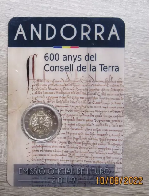 2 Euro Andorra 2019 : 600. Jahrestag des Consell de la Terra