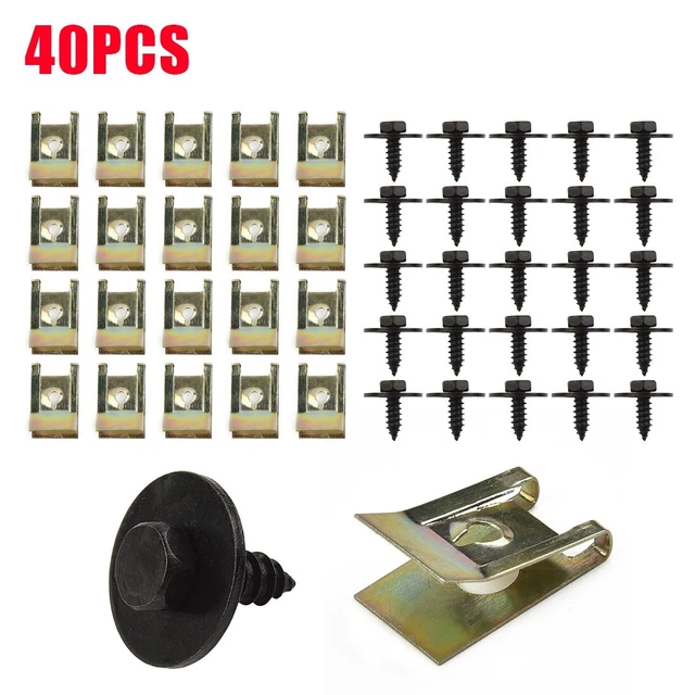Neuf 40x Ecrou U Hex Vis Attaches Vitesse Undertray Drap Métal Clips Fixation