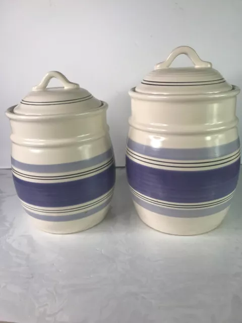 Pfaltzgraff Rio Set of Canisters Blue White Rubber Seal Kitchen Decor