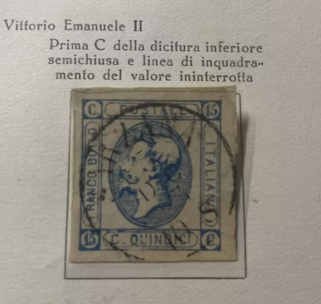 ITALIA REGNO 1863 Tipo di Sardegna non dentellati 15 CENT usato