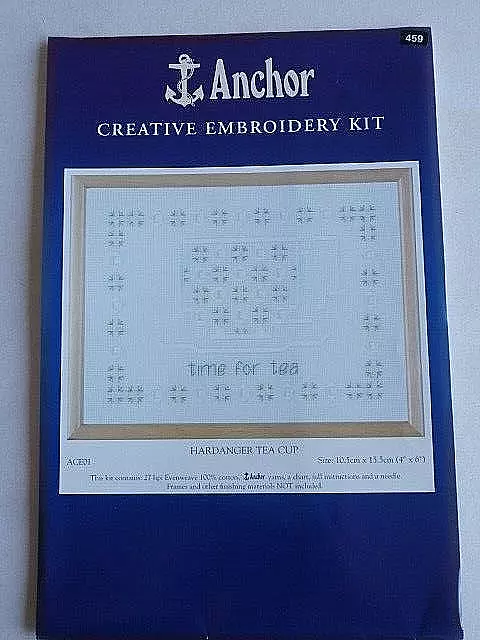 Kit de bordado creativo ancla - ACE01 - taza de té hardanger - 10,5 x 15,5 cm