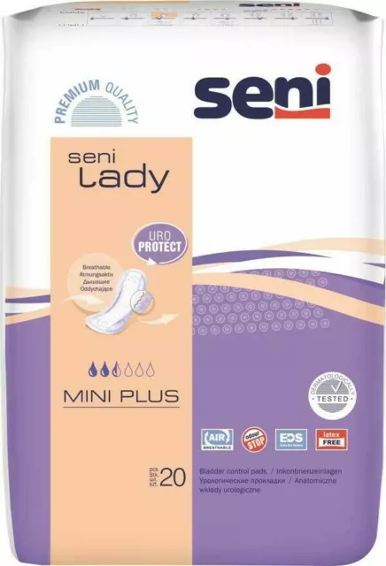 Seni Lady Slim Mini Plus Inkontinenzeinlagen  Einlagen Vorlagen 600 Stk..