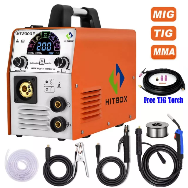 4 IN 1 MIG Welder Gasless/Gas 220V Inverter 200A MMA MIG TIG Welding Machine