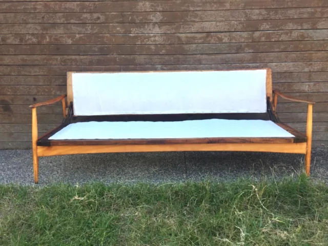 Restored mid century timber sofa bed no upholstery