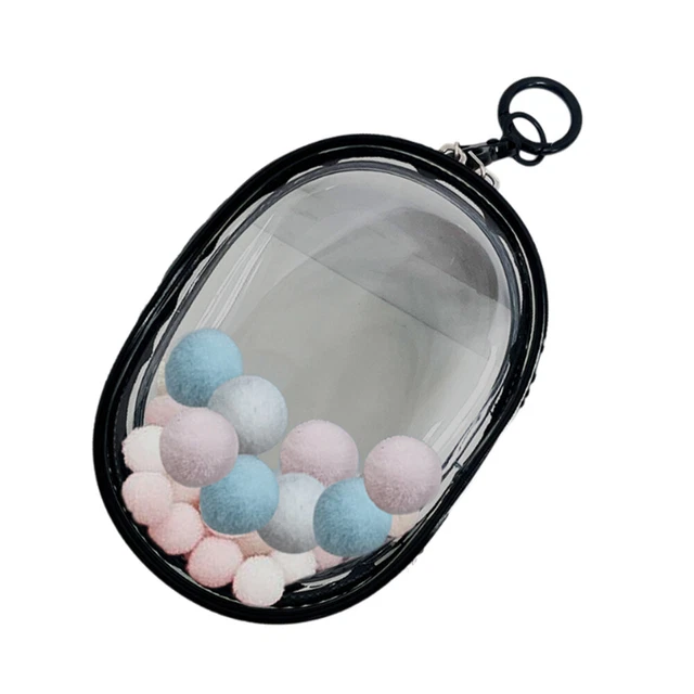Mrltau Housse De Protection PVC Transparent Pour Poupées Peluche 15-17 Cm - Sac Bandoulière Avec Pompon - Étui Exposition Portable