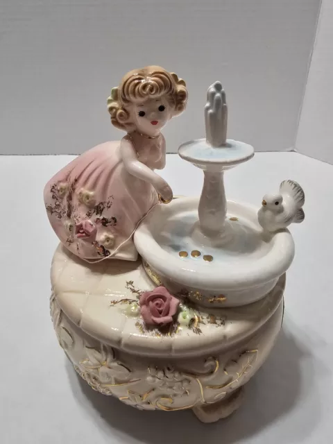 Vintage Josef Originals Music Box Three Coins In A Fountain All Tags Mint! Works