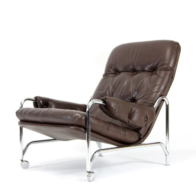 Retro Vintage Danish Design Leather Lounge Easy Chair Armchair 60s Mid Century
