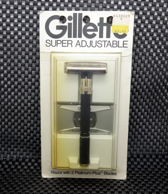 Vintage Gillette Super Adjustable 1-9 DE Safety Razor Long Handle Brand New NOS