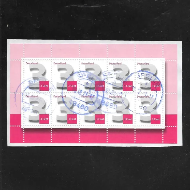 Dubletten BRD / Bund Mi-Nr. 2964 gestempelte Briefmarken - 10er-Block auf Papier