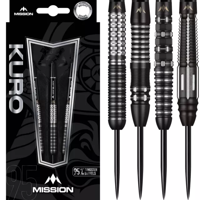 Mission Kuro Darts Set 95% Tungsten Black Titanium 21g 22g 23g 24g 26g gram