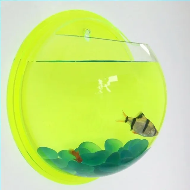 Hanging Wall Fish Tank Mounted Clear Bowl Bubble Aquarium Terrarium Goldfish Box 3