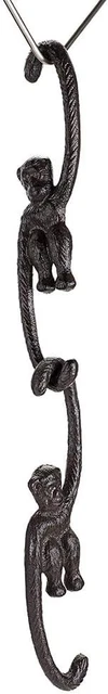2 Vintage Cast Iron Hanging Monkey Plant Pot S Hooks Hangers 8 inch hand link