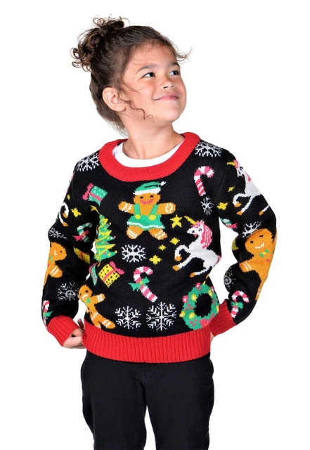 KESIS Children Gingerbread Unicorn Wreath Ugly Christmas Sweater