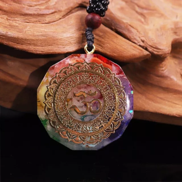 Natural Stone Resin Crystal Gemstone Pendant Necklace for Chakra Spiritual Heal