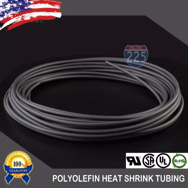 10 FT. 10' Feet BLACK 1/8" 3mm Polyolefin 2:1 Heat Shrink Tubing Tube Cable UL