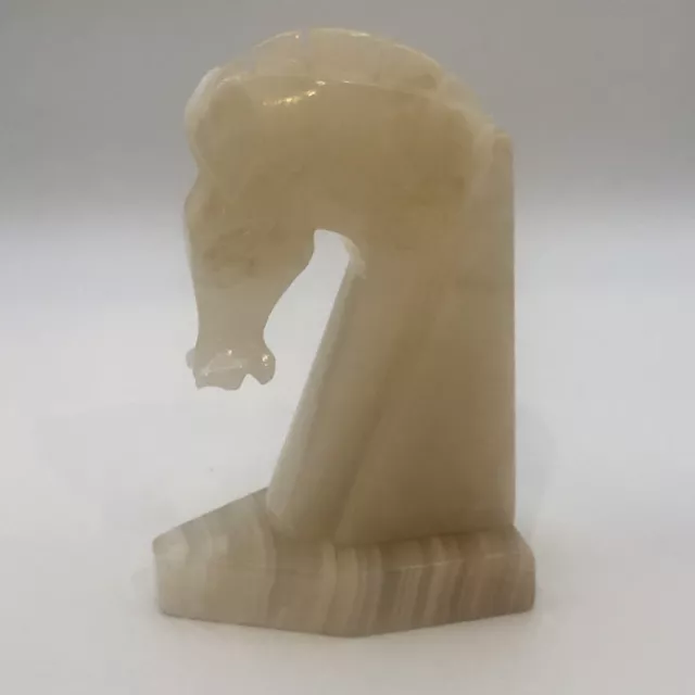 Marbled Onyx Stone Horse Head Bookend Paperweight MCM