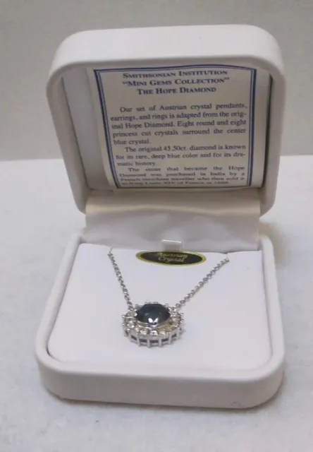 SMITHSONIAN Mini Gems Crystal HOPE DIAMOND Necklace NIB, Box Damaged