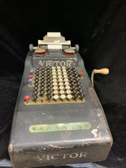 Vintage Victor Hand Crank Manual Calculator Adding Machine