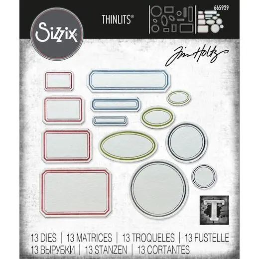Sizzix Thinlits Stanz-Set 13-teilig - Vintage Etiketten von Tim Holtz 665929