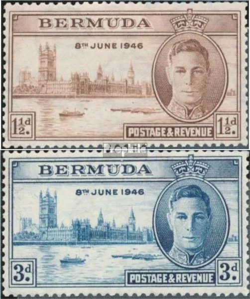 Briefmarken Bermuda-Inseln 1946 Mi 118-119 Jahrgang 1946 komplett postfrisch Kön