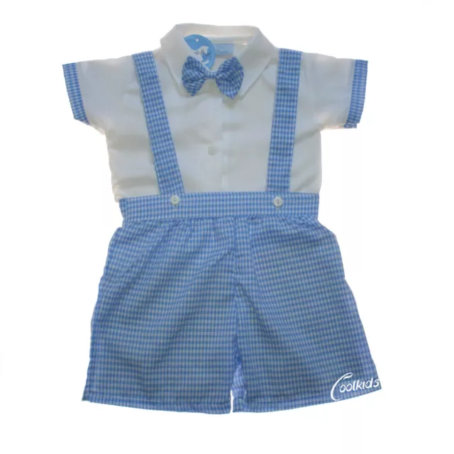 Costume Dungarees bleu Baby Boys style Espagnol Romany, tenue garçon Dungaress, N/B-9MT