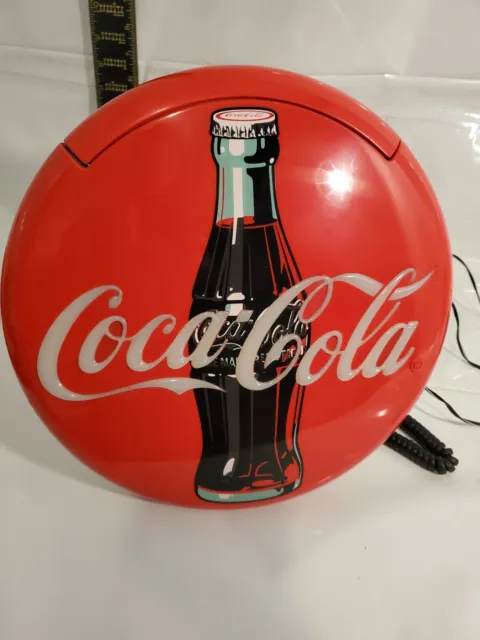 Coca-Cola Decorative Home Phone Circle Red with Bottle wire for outlet and phone