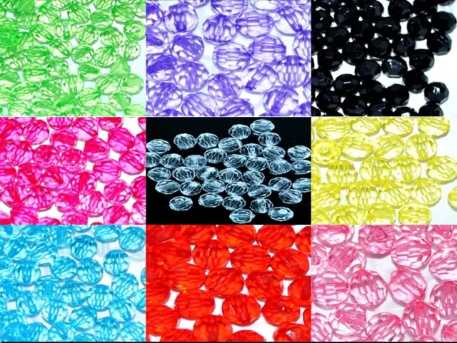 6mm / 200 pcs, 8mm / 100pcs transparent round faceted acrylic beads