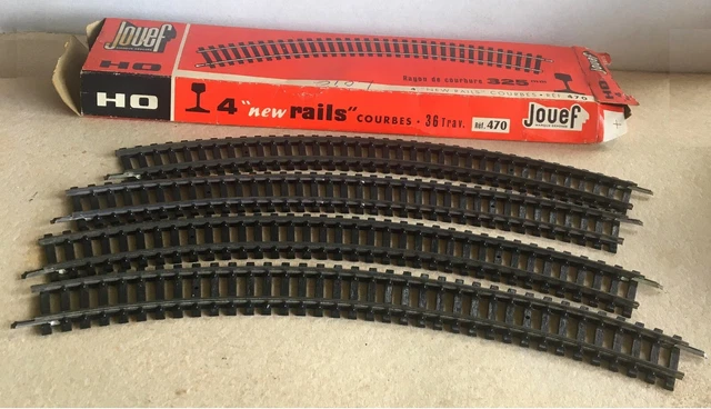 Lot De 8 Rails Courbes Jouef Réf 470 R 325 - Vintage, Plastique, France, Pré-assemblé, Occasion