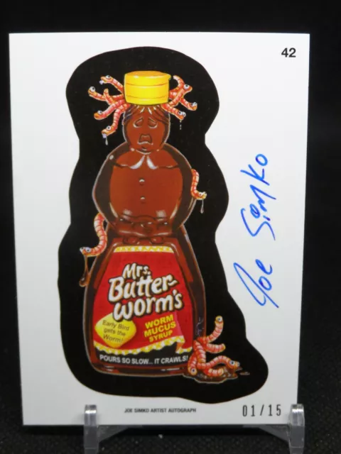 2014 Wacky Packages Joe Simko Auto 1/15 Mrs Butter-Worms's Coupon #42