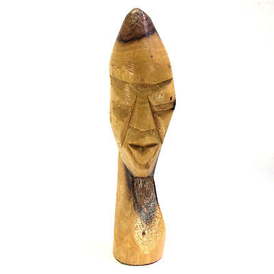 Vintage African Tribal Art Carved Wood Head Bust Sculpture Figure 7 1/4"