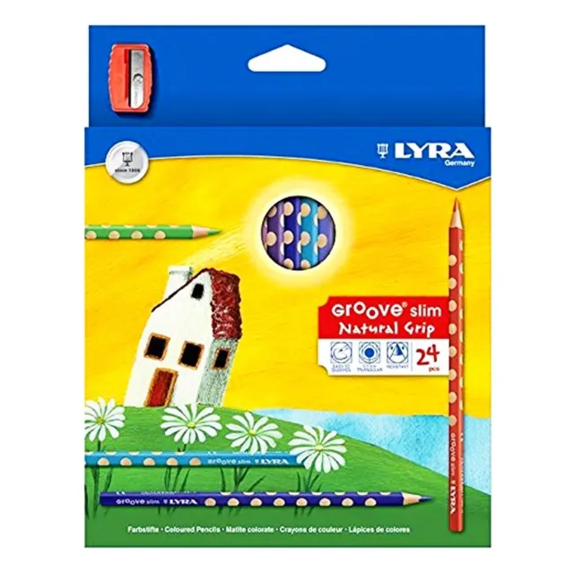 Lyra Groove Colouring Pencils Set Slim Size Triangular Pencils - Wallet of 24