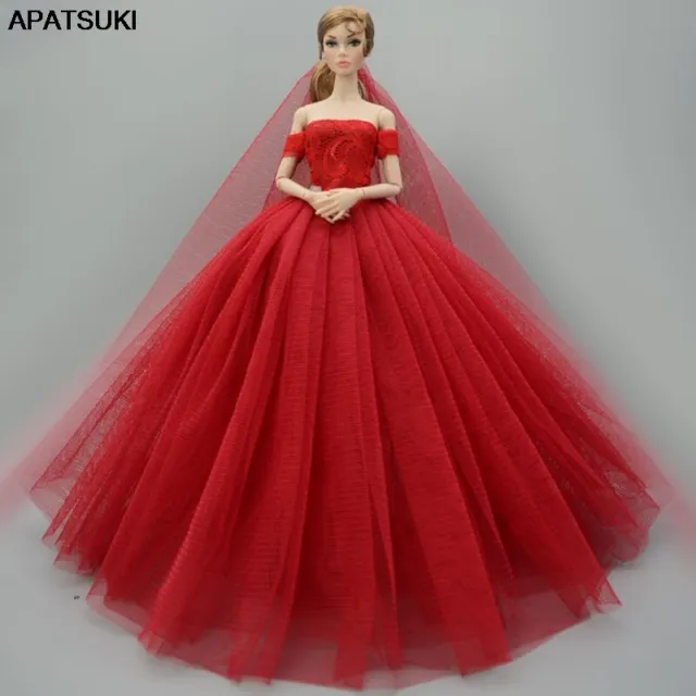 Red Fashion Dress For 11.5" Doll Clothes Outfits Party Gown Wedding Dresses 1/6
