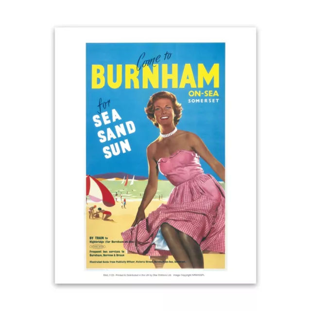 Burnham-on-sea, Somerset for Sea, Sand, Sun 28x35cm Art Print by Railway Posters