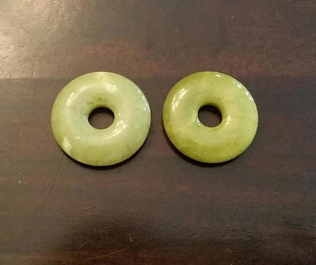 OLIVE JADE Flat Donut Pendant 40mm Each