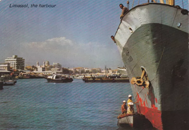 Limassol Harbour Cyprus Postcard 1979 used crease