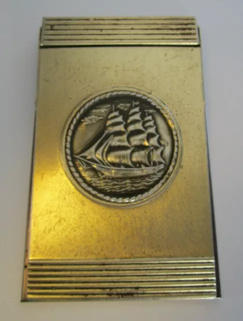 VTG Park Sherman Desktop Notepad Holder Metal Ship Motif Brass Tone Nautical 