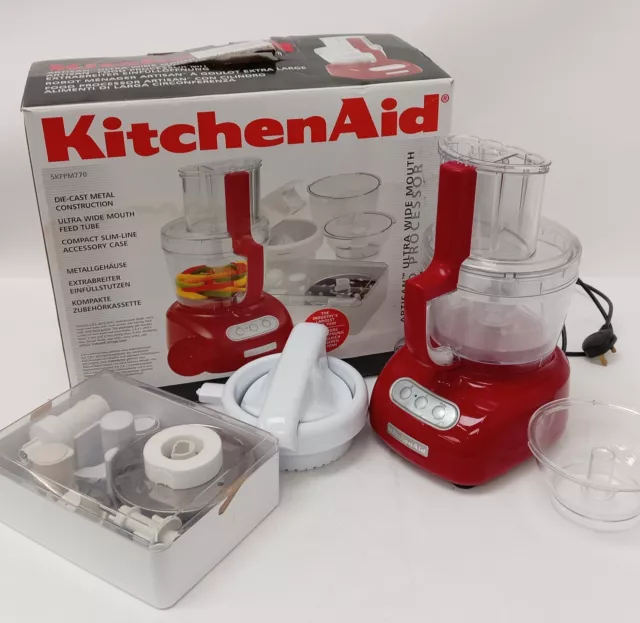 KitchenAid Artisan Food Processor Model 5KFPM770 Empire Red With Accessories