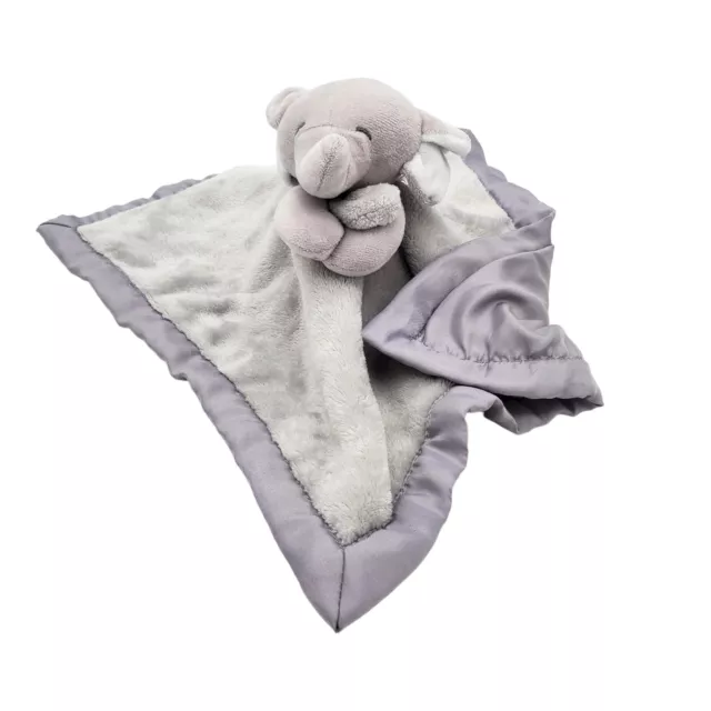 Carters Gray Elephant Plush Lovey Security Blanket Blankie Satin Trim 14” Minky