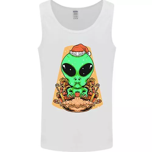 Christmas Alien UFO Santa Space Ship Funny Mens Vest Tank Top
