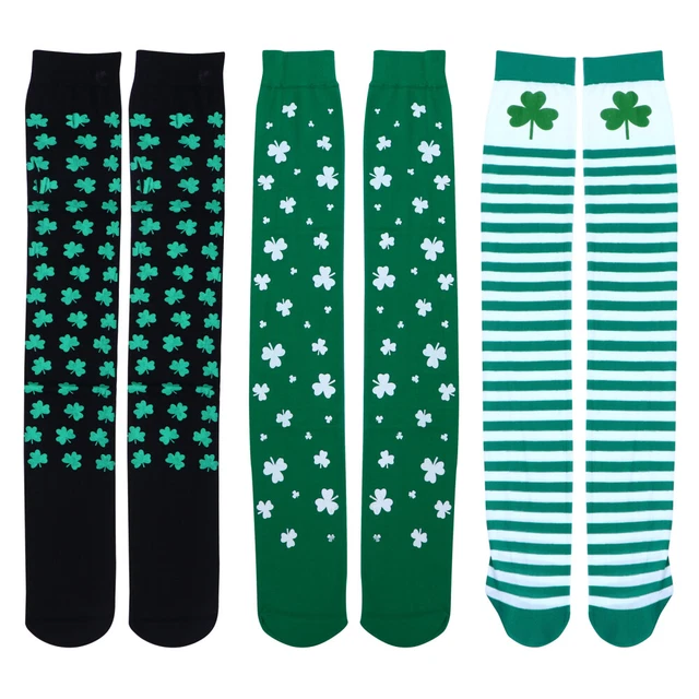 3 paires Vert Genou Haute Bas St. Patrick Jour de Genou Haute Chaussettes