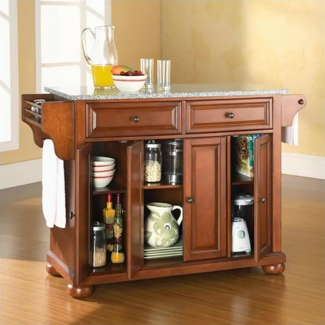 Crosley Furniture Alexandria Wood Kitchen Island in Cherry/Gray