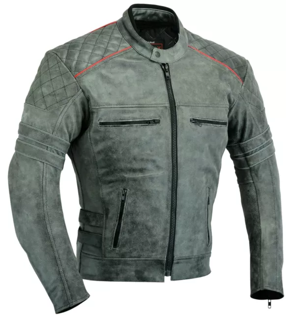 Monitor Moto Cuero Protector Chaqueta Extra Suave Angustiado Acabado