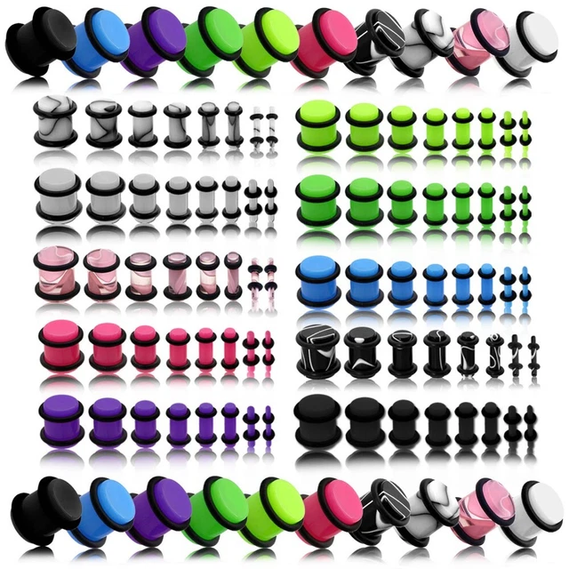 Kit Dilatatori Orecchio In Acrilico - 8 Paia, 6-20 Mm, Nero E Bianco, Per Piercing - Foto 3