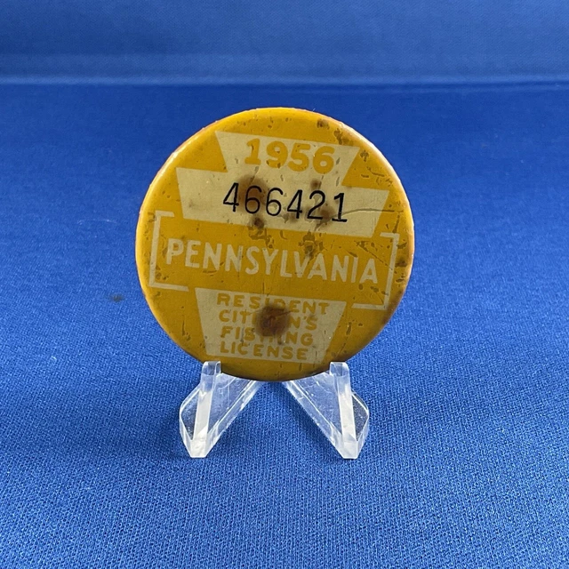 Bouton De Permis De Pêche De Pennsylvanie - 1924, Vintage, Pêche En Eau Douce